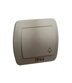 Przycisk dzwonek bryzgoszczelny IP44, 10AX, 250V, zaciski śrubowe, satynowy AD1B/29