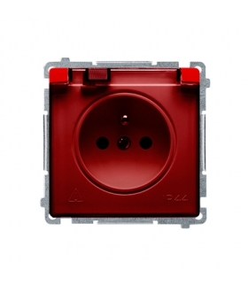Gniazdo wtyczkowe pojedyncze w wersji IP44 z przesłonami torów prądowych - klapka w kolorze transparentnym czerwony 16A BMGZ1BZ
