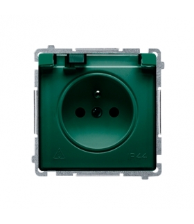 Gniazdo wtyczkowe pojedyncze w wersji IP44 z przesłonami torów prądowych - klapka w kolorze transparentnym zielony 16A BMGZ1BZ.