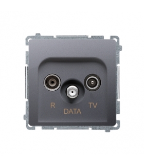 Gniazdo antenowe R-TV-DATA tłum.10dB inox, metalizowany BMAD.01/21