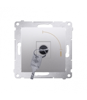 Łącznik na kluczyk chwilowy (przycisk) 2 pozycyjny „0-I” (moduł) 5A 250V, do lutowania, srebrny mat, metalizowany DP1K.01/43