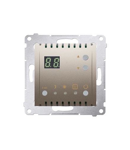 Regulator temperatury z wyświetlaczem (czujnik wewnętrzny) złoty mat, metalizowany DTRNW.01/44