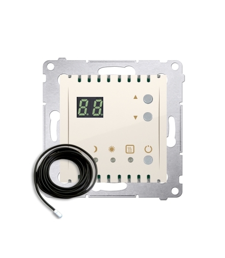 Regulator temperatury z wyświetlaczem z czujnikiem zewnętrzym (sonda) kremowy DTRNSZ.01/41