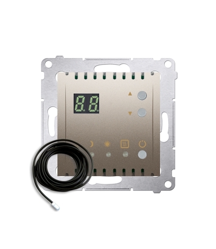 Regulator temperatury z wyświetlaczem z czujnikiem zewnętrzym (sonda) srebrny mat, metalizowany DTRNSZ.01/44