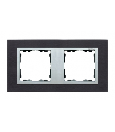 Ramka 2- krotna metalowa inox czarny / aluminium 82927-38