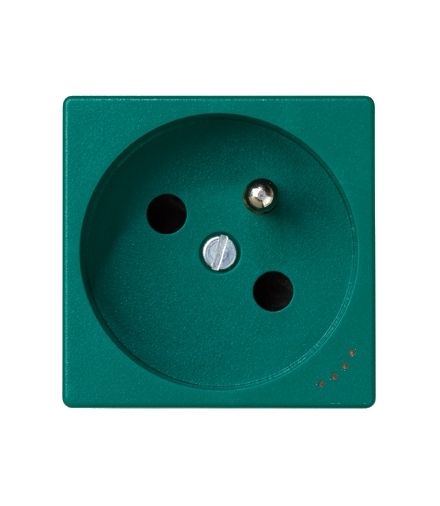 Gniazdo wtyczkowe pojedyncze K45 z bolcem uziemiającym z sygnalizacją napięcia 16A 250V zaciski śrubowe 45×45mm zielony KL02/27