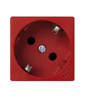 Gniazdo wtyczkowe pojedyncze K45 SCHUKO z sygnalizacją napięcia 16A 250V zaciski śrubowe 45×45mm czerwony KL01/6