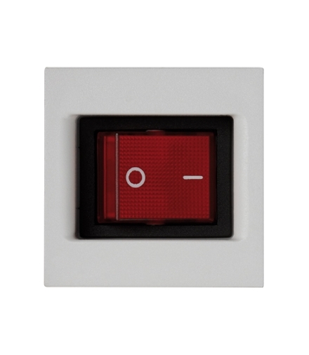 Łącznik dwubiegunowy K45 z sygnalizacja załączenia kolor czerwony 16AX 250V 45×45mm czysta biel KL04/9
