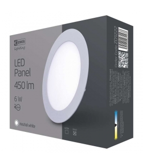 Panel LED wpuszczany okrągły 6W srebrny IP20 neutralna biel EMOS ZD1222