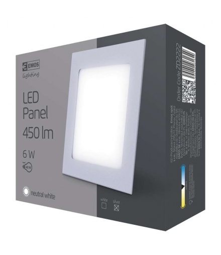 Panel LED wpuszczany kwadratowy 6W IP20 neutralna biel EMOS ZD2222