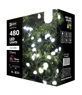 Lampki choinkowe 480 LED kulki 48m CW, timer EMOS ZY1604T