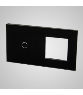Duży panel podwójny szklany, 1x łącznik pojedynczy 1x ramka , czarny