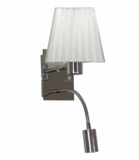 SYLWANA LAMPA KINKIET 1X40W E14 + LED Z WYŁĄCZNIKIEM CHROM / BIAŁY KWADRAT Candellux 21-57150