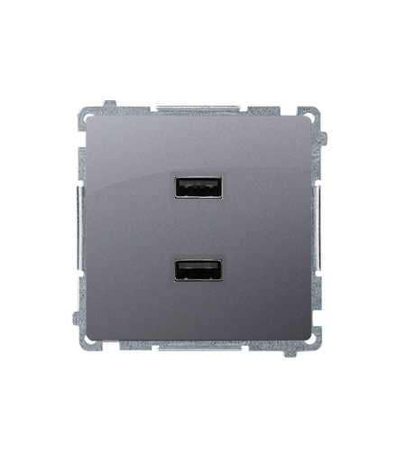 Ładowarka 2 x USB (moduł) 2.1 A, 5V DC, 230V srebrny mat BMC2USB.01/43