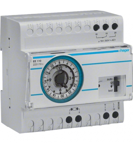 EE110 Wyłącznik zmierzchowy z zegarem analog. dobowym i czujnikiem EE003 230V 1P 16A Hager