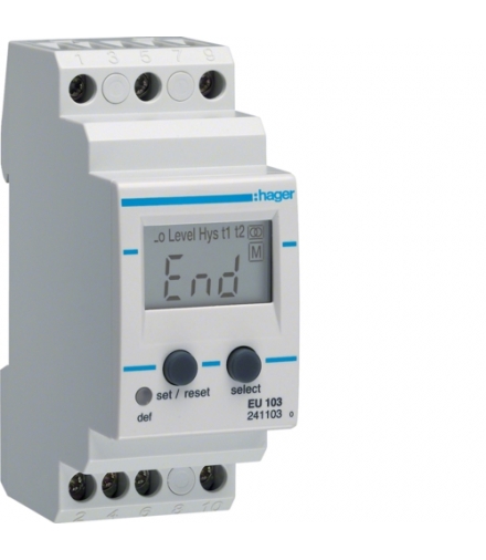 EU103 Przekaźnik kontroli prądu 1-fazowy wyświetlacz LCD Hager