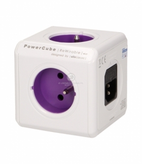 Rozgałęźnik PowerCube z 4-krotnym gniazdem E/FR i 2xUSB 5V + 4 wtyczki (ReWirable USB), fioletowy Orno 1830/FRRU4P