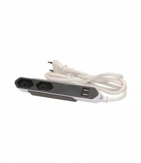 Przedłużacz PowerBar z uchwyte typu "snap-on" i ładowarką USB 2xC, 2xUSB, przewód 1,5m, szary Orno 9102/PB2SEU