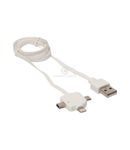Ładowarka Power USB Cable 3w1 USB, Apple 8-pin, Micro USB, Mini USB iPhone