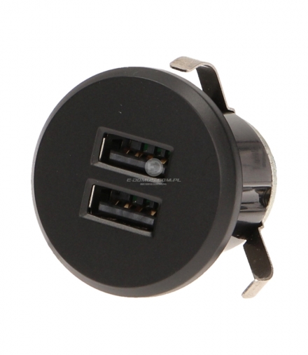 Przewodowa ładowarka USB wpuszczana w blat z zasilaczem, czarna