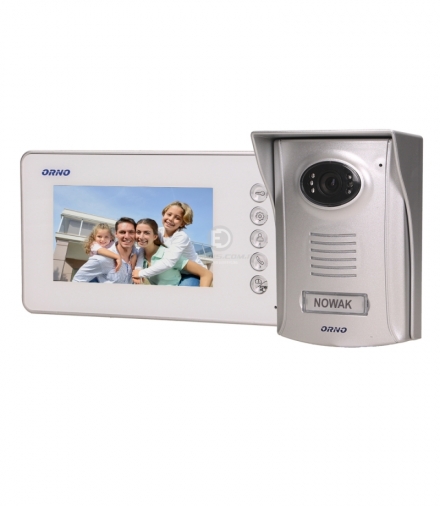 Zestaw wideodomofonowy bezsłuchawkowy, kolor LCD 4,3" z kamerą plastikową, AMMO Orno OR-VID-SU-1058/W