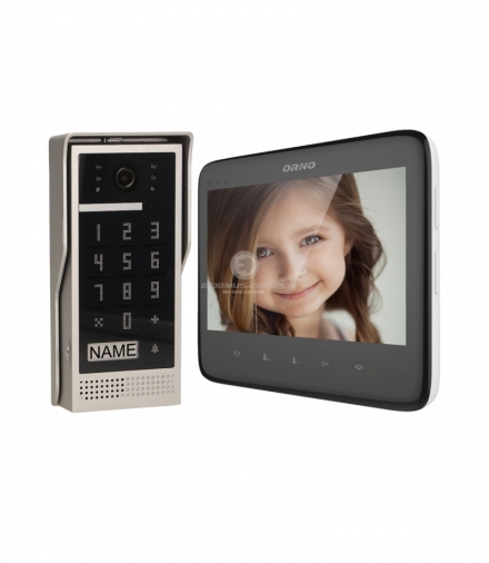 Zestaw wideodomofonowy bezsłuchawkowy, kolor, LCD 7", z szyfratorem, natynkowy, czarny, DICO Orno OR-VID-VP-1055/B