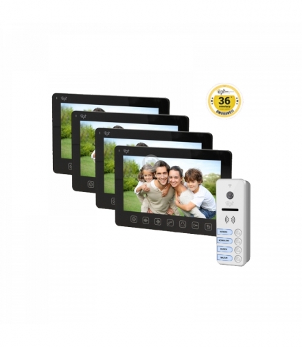 Zestaw wideodomofonowy 4-rodzinny, bezsłuchawkowy, kolor, LCD 7”, menu OSD, natynkowy, czarny, FORTIS MULTI Orno OR-VID-EX-2011/