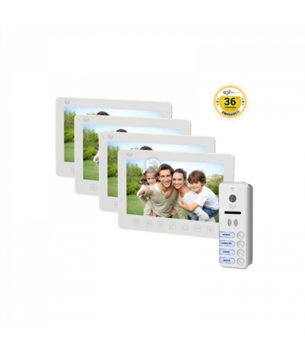 Zestaw wideodomofonowy 4-rodzinny, bezsłuchawkowy, kolor, LCD 7”, menu OSD, natynkowy, biały, FORTIS MULTI Orno OR-VID-EX-2011/W