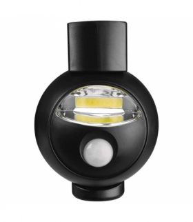 Lampka nocna 3W COB LED 3× AA, 90lm, czujnik PIR, czarna EMOS P3312