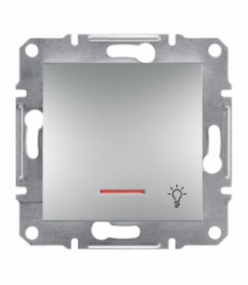 Asfora Przycisk światło bez ramki z podświetleniem aluminium Schneider EPH1800161
