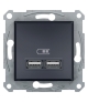 Asfora Gniazdo ładowarki USB 2.1A bez ramki, antracyt Schneider EPH2700271