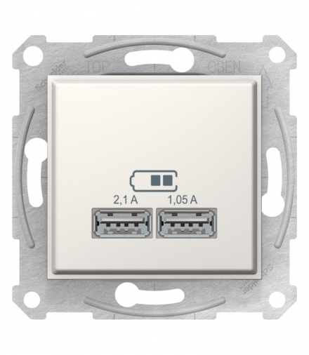Sedna Gniazdo ładowarki USB 2.1A kremowy Schneider SDN2710223