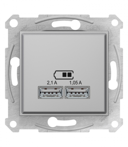 Sedna Gniazdo ładowarki USB 2.1A aluminium Schneider SDN2710260