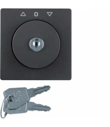 Q.x Płytka czołowa z kluczem do łącznika żaluzjowego na klucz antracyt, aksamit Berker 1082608600