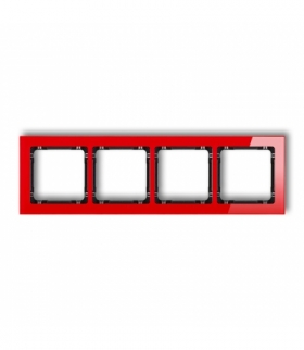 DECO Ramka uniwersalna poczwórna - efekt szkła (ramka: czerwona, spód: czarny) Karlik 17-12-DRS-4