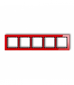 DECO Ramka uniwersalna pięciokrotna - efekt szkła (ramka: czerwona, spód: czarny) Karlik 17-12-DRS-5