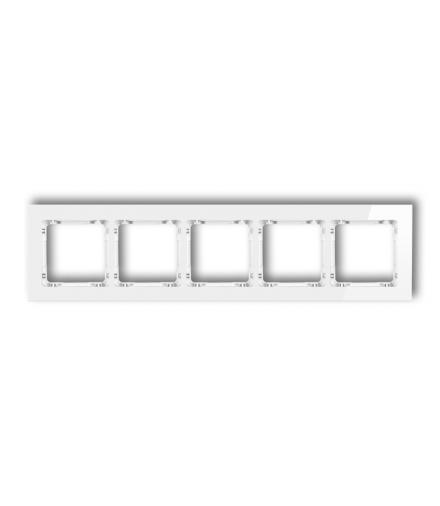 DECO Ramka uniwersalna pięciokrotna - szkło (ramka: biała, spód: biały) Karlik 0-0-DRG-5