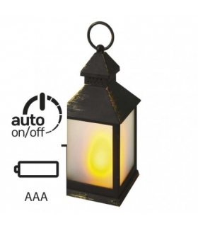 Lampion 12 LED mleczny, 24 cm, czarny, 3x AA, vintage, timer EMOS DCLV05
