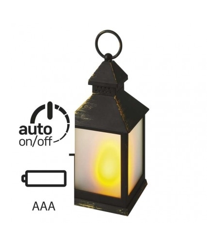 Lampion 12 LED mleczny, 24 cm, czarny, 3x AA, vintage, timer 6szt EMOS DCLV05