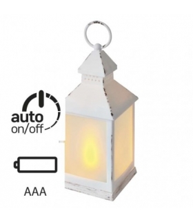Lampion 12 LED mleczny, 24 cm, biały, 3x AA, vintage, timer EMOS DCLV06