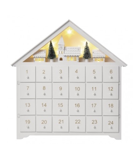 Dekoracje - 8 LED kalendarz adwentowy drewniany 35x30 cm, 2x AA ciepła biel, IP20, timer EMOS Lighting DCWW02