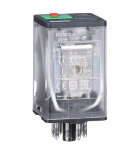 Zelio Relay Przekaźnik z przyciskiem test LED 2C/O 10A, 120V AC, RUMC22F7 Schneider Electric