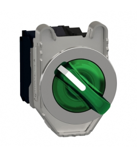 Harmony XB4 Przełącznik podświetlany zlicowany metal zielony Ø30 3 pozycyjny stabilny 110...120 V AC 1 NO + 1 NC, XB4FK133G5 Sch