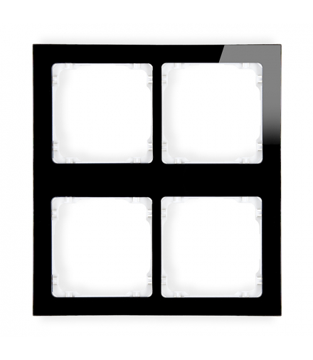 DECO Ramka modułowa 4 krotna (2 poziom, 2 pion) - efekt szkła (ramka czarna, spód biała) Karlik 12-0-DRSM-2x2