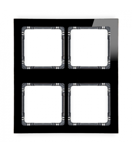 DECO Ramka modułowa 4 krotna (2 poziom, 2 pion) - efekt szkła (ramka czarna, spód grafitowy) Karlik 12-11-DRSM-2x2