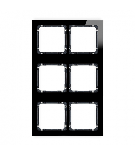 DECO Ramka modułowa 6 krotna (2 poziom, 3 pion) - efekt szkła (ramka czarna, spód czarny) Karlik 12-12-DRSM-2x3