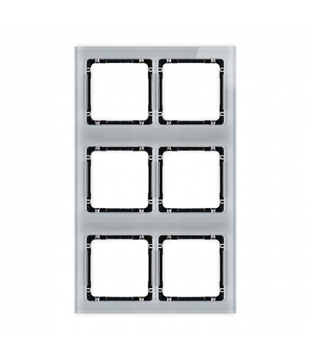 DECO Ramka modułowa 6 krotna (2 poziom, 3 pion) - efekt szkła (ramka szara, spód czarny) Karlik 15-12-DRSM-2x3