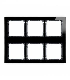 DECO Ramka modułowa 6 krotna (3 poziom, 2 pion) - efekt szkła (ramka czarna, spód czarny) Karlik 12-12-DRSM-3x2