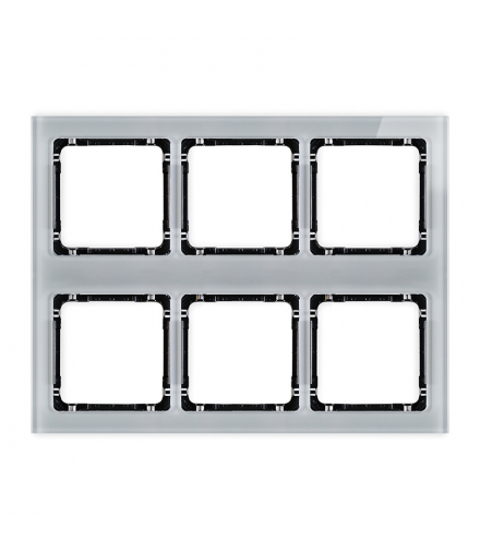 DECO Ramka modułowa 6 krotna (3 poziom, 2 pion) - efekt szkła (ramka szara, spód czarny) Karlik 15-12-DRSM-3x2