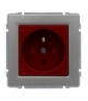 Gniazdo typu DATA czerwone, z uziemieniem i kluczem uprawniającym, bez ramki Seria KOS 66, ALUMINIUM 664043